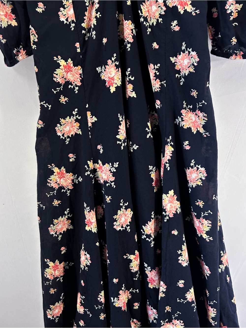 Free People Sea Glass Midi Dress Black Floral Sweetheart Coquette Stevie Nicks 6 - Picture 5 of 9